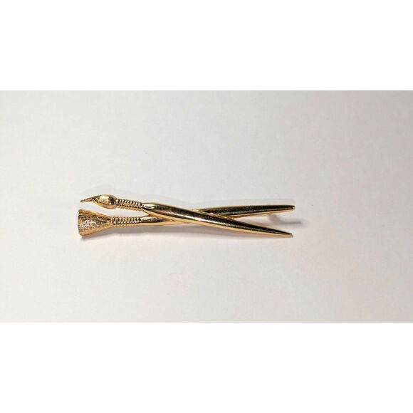 Paint Brushes Gold Tone Brooch - Picture 4 of 5